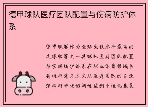 德甲球队医疗团队配置与伤病防护体系